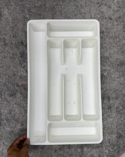 White Plastic Cutlery Drawer Organizer Tray, 20x11”