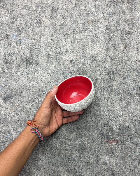 Red and White Textured Bowl