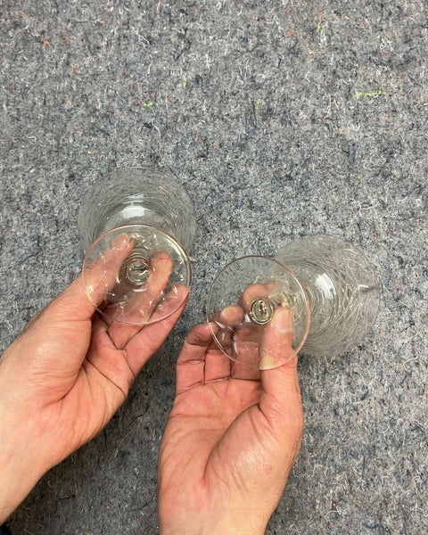 Pair of Vintage Etched Coupe Glasses