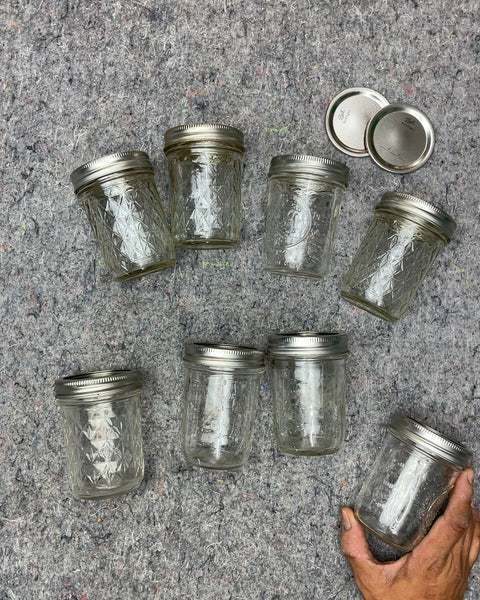 Ball Quilted Crystal Jelly Jars, Set of 8