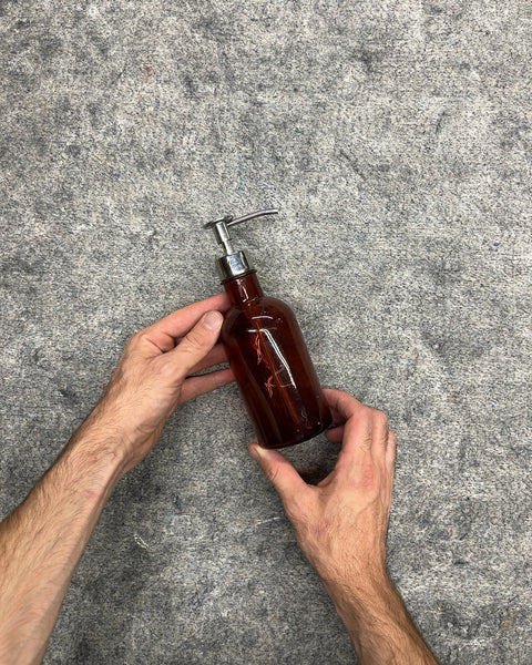 Amber Glass Soap Dispenser with Metal Pump