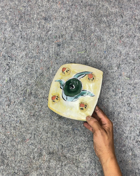 Hand Painted Square Plate, 6.5"