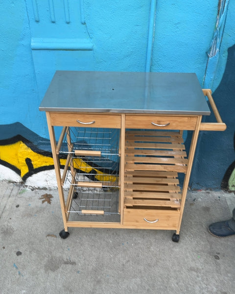 Rolling Kitchen Cart with Drawers, W26xD14xH32"
