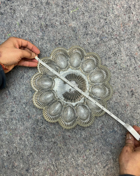 Vintage-y Clear Glass Egg Serving Plate