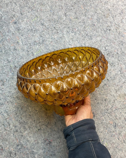 Amber Glass Pedestal Bowl
