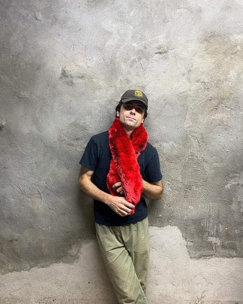 Red Faux Fur Scarf From France