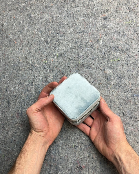 Light Blue Suede Travel Jewelry Box