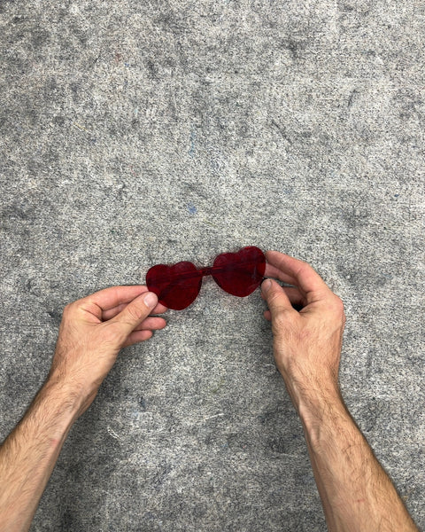 Red Heart Shaped Rimless Sunglasses