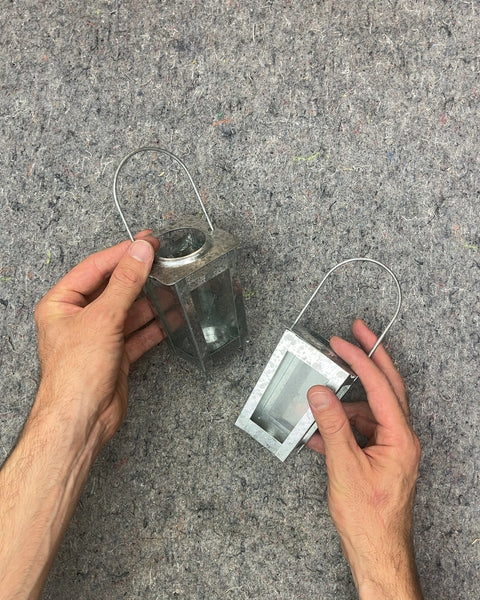 Galvanized Metal Mini Lanterns For Tealight Candles