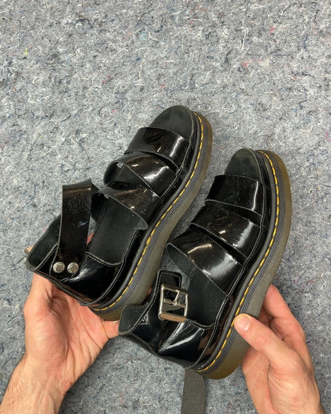 Dr. Martens Black Patent Leather Sandals, Size EU 38