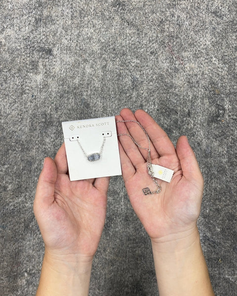 Kendra Scott Silver Chain Necklace with Gray Stone, ~14 in
