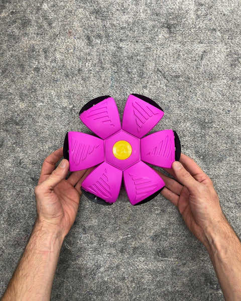 Pink and Yellow Pop-Up Transforming Flying Disc Ball Toy