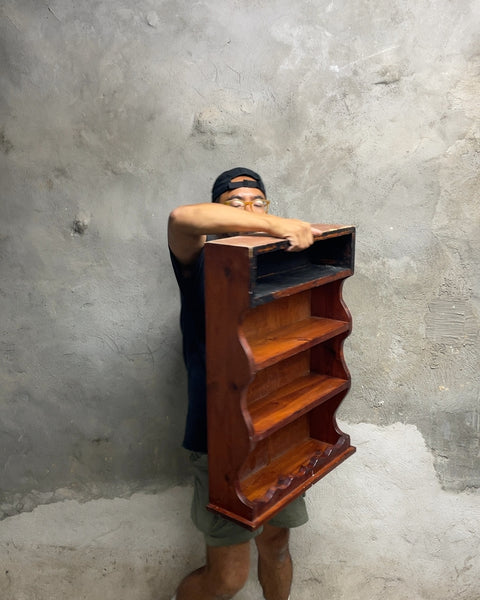 Wooden Wall Shelf with Scalloped Edge, 19x6x27"