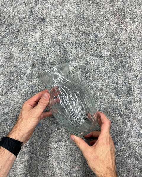 Clear Glass Wavy Vase, H8"