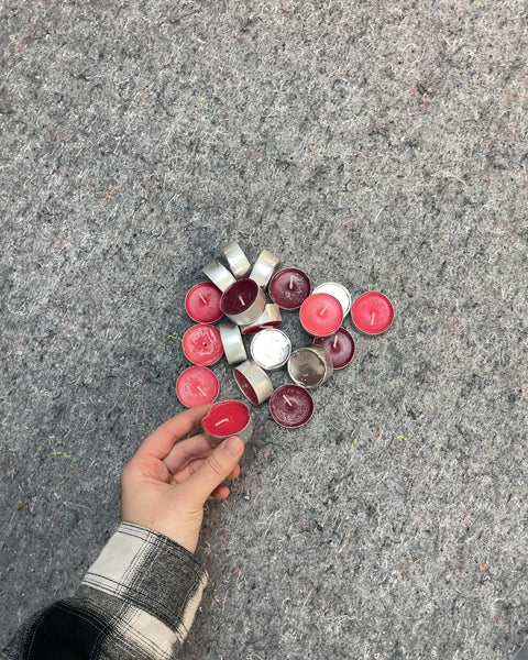 Ikea Tea Light Candles, Red and Burgundy