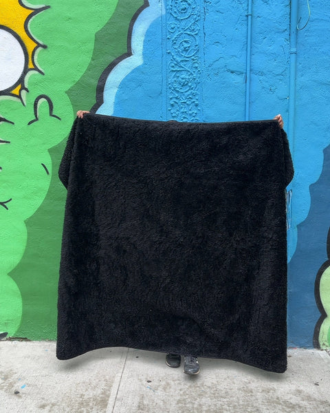 Paw Black Faux Fur Pet Blanket, 60x80"