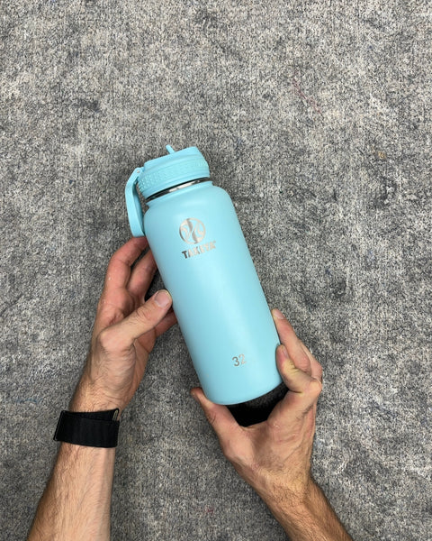 Takeya 32 oz Insulated Stainless Steel Straw Water Bottle in Aqua Blue