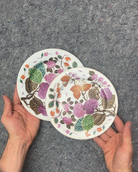 Two Decorative Floral Dessert Plates