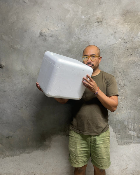 White Styrofoam Cooler Box with Lid