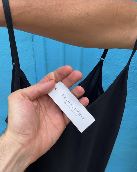 Brand New Tash + Sophie Black Slip Dress Made In NY, Size XS