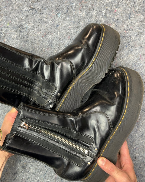 Dr. Martens Black Leather Platform Boots, Size US 11W or EU 43