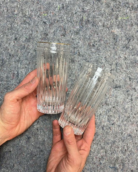 Two Vintage Gold Trim Drinking Glasses