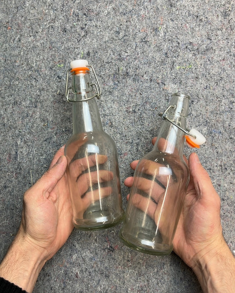 Two Clear Glass Swing Top Bottles For Your Celery Kombucha