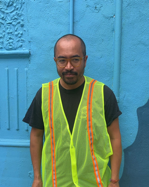 Neon Yellow Safety Vest with Orange Reflective Strips