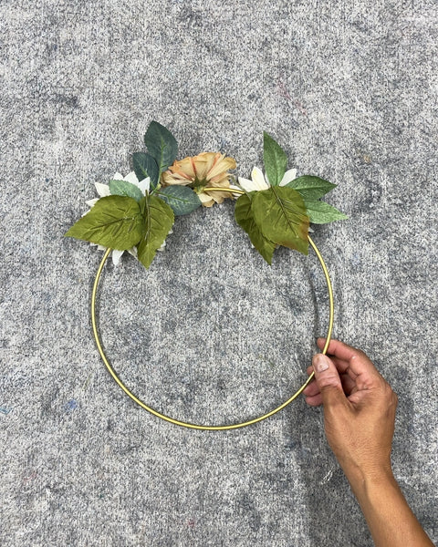 3 Floral Gold Hoop Wreath, 10in
