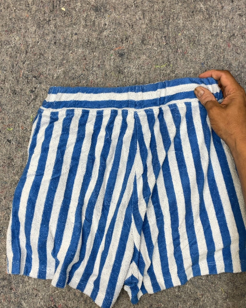 Kule Blue and White Striped Terry Cloth Shorts, Sz XS
