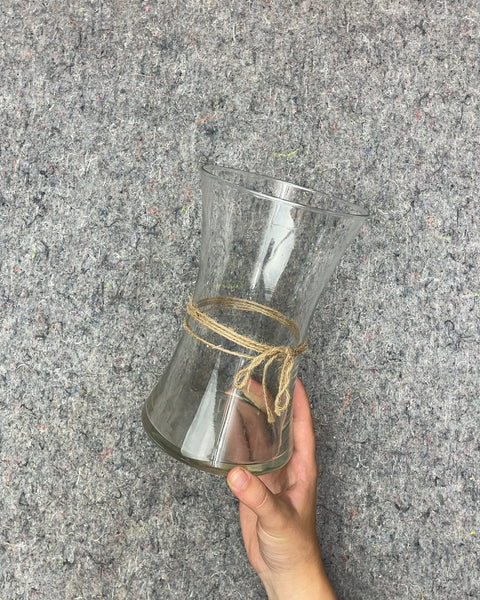 Clear Glass Vase with Jute Twine Accent