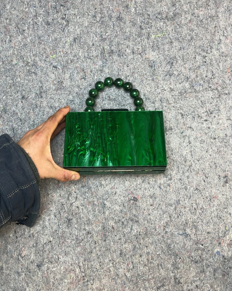 Green Acrylic Box Clutch with Strap