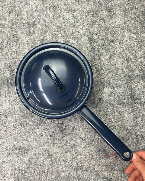 6” Navy Blue Enamel Saucepan with Lid