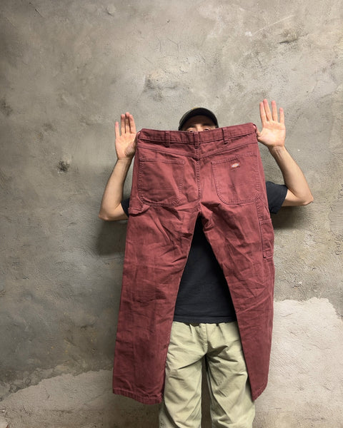Dickies Maroon Duck Canvas Carpenter Pants, Size W36/L32