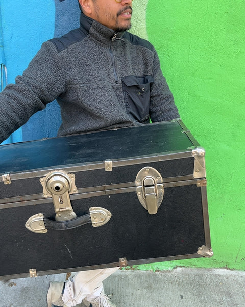 Bigass Vintage Black Storage Trunk, W30xD16xH13"