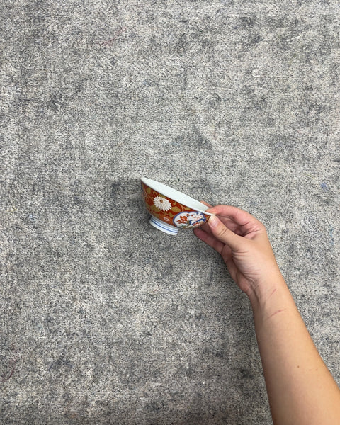 Japanese Imari Porcelain Floral Rice Bowl, Tiny Chip