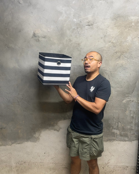 Another Black and White Striped Storage Bin, 10x10"