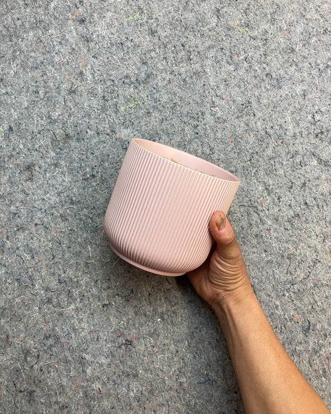 Pink Ribbed Planter Pot