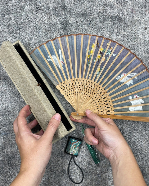 Decorative Hand Fan with Embroidered Design