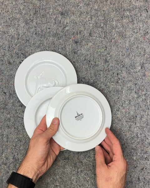 Three White Porcelain Animal Dessert Plates