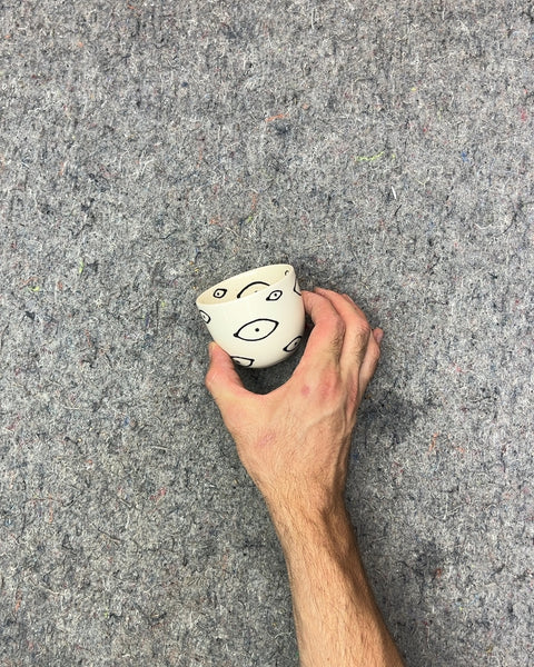 Lil' White Ceramic Planter with Eye Design
