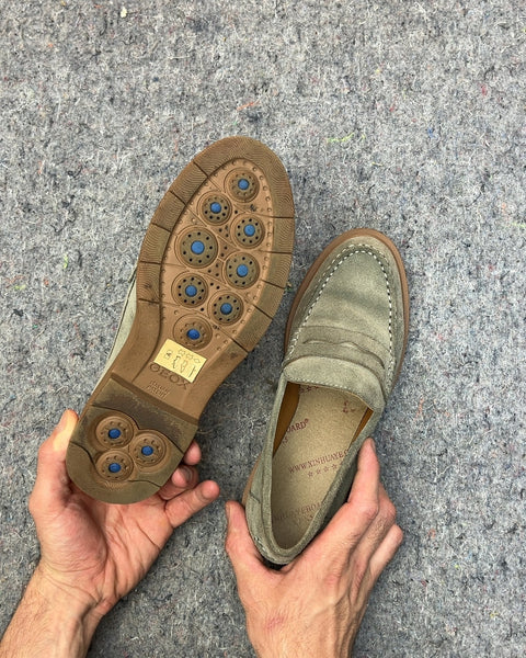 GEOX Green Suede Loafers, Size EU 38