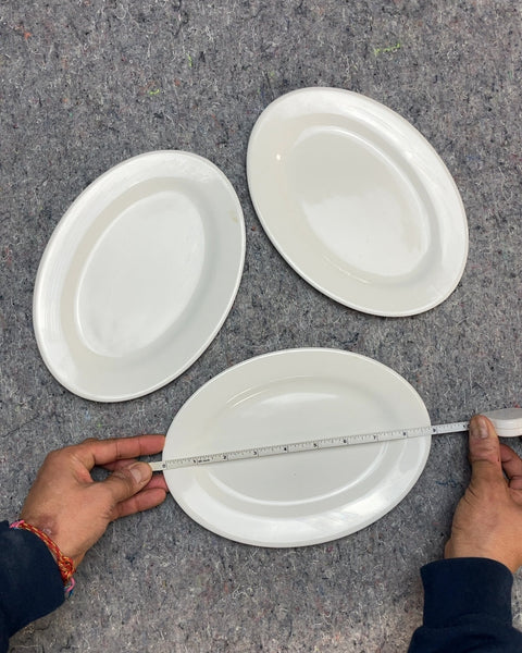Three White Oval Tapas Plates