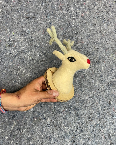 Felted Reindeer Head Wall Decor