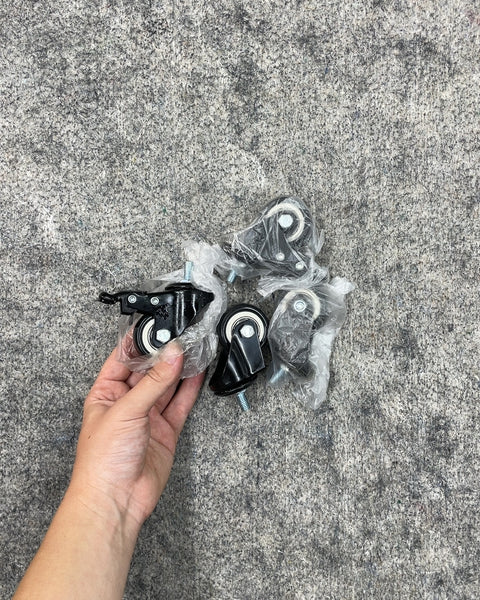 4 Black 1.5 in Caster Wheels with Brakes