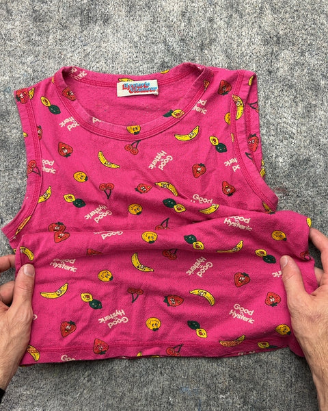 Hysteric Glamour Vintage Fruit Print Tank Top Pink Y2K, Size XS
