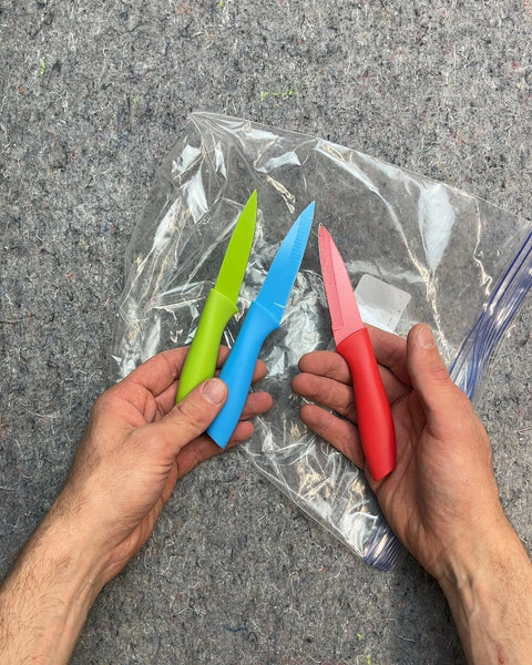 Three Colored Kitchen Knives