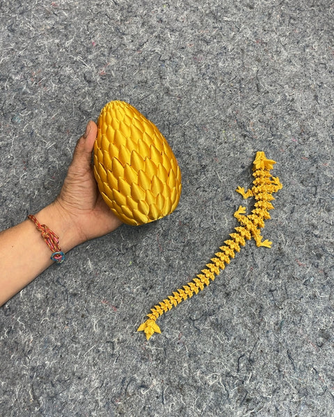 Yellow Dragon Egg with Flexible Dragon Toy