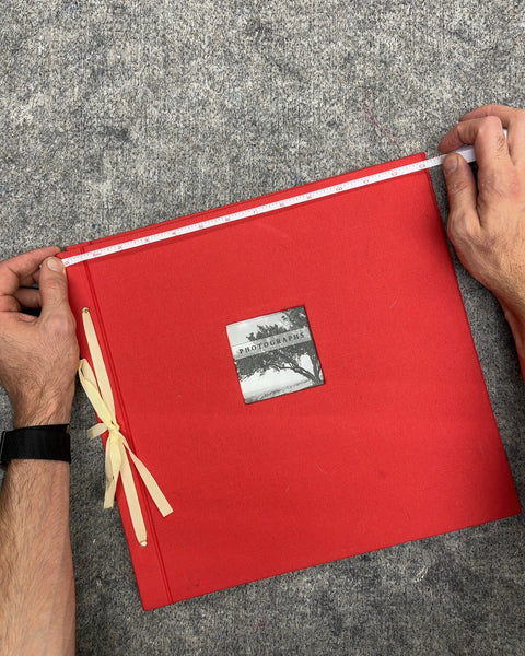 Red Ribbon-Bound Cloth Photo Album Scrapbook, 13x13"