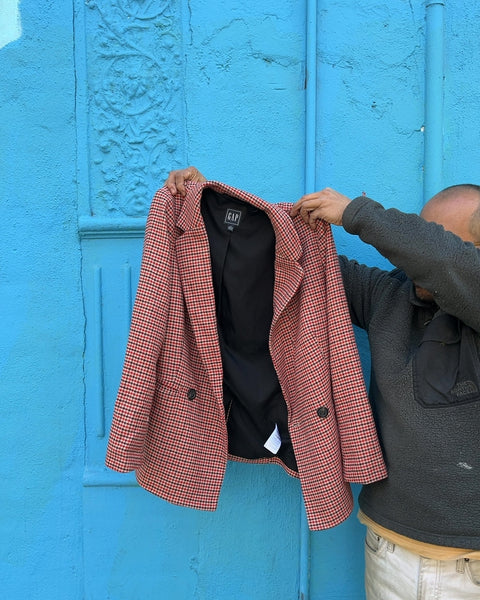 GAP Red and Black Houndstooth Blazer, Size Petite